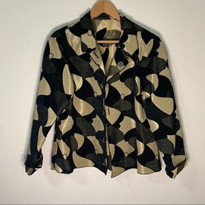 Winding River Reversible Jacket Geometric Black and Gold